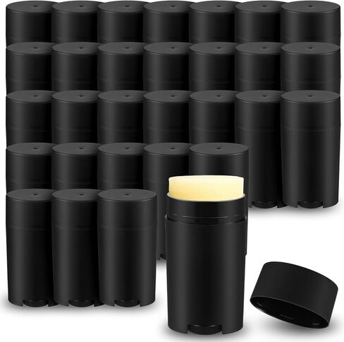 30 Pcs 75ml/2.5oz Plastic Deodorant Containers,Empty Oval Twist-Up Solid Stick Tube Container for Homemade Deodorant,Shaving Soap Stick,Heel Lip Balm,Solid Lotion Bars-Top Filling, Black in Kuwait