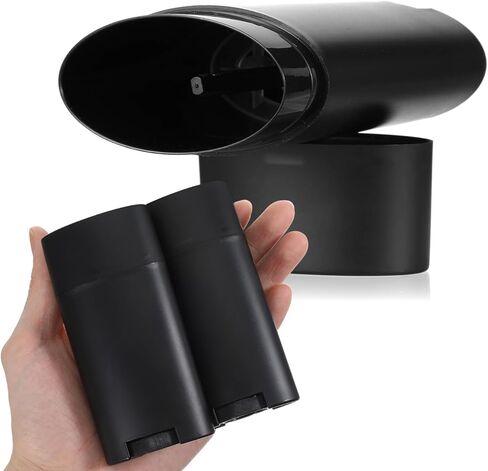 30 Pcs 75ml/2.5oz Plastic Deodorant Containers,Empty Oval Twist-Up Solid Stick Tube Container for Homemade Deodorant,Shaving Soap Stick,Heel Lip Balm,Solid Lotion Bars-Top Filling, Black in Kuwait