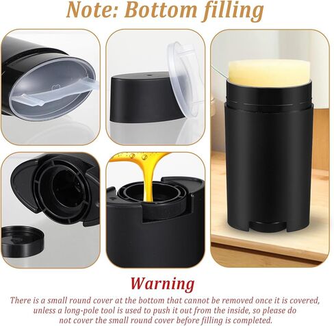 30 Pcs 75ml/2.5oz Plastic Deodorant Containers,Empty Oval Twist-Up Solid Stick Tube Container for Homemade Deodorant,Shaving Soap Stick,Heel Lip Balm,Solid Lotion Bars-Top Filling, Black in Kuwait