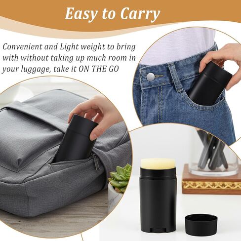 30 Pcs 75ml/2.5oz Plastic Deodorant Containers,Empty Oval Twist-Up Solid Stick Tube Container for Homemade Deodorant,Shaving Soap Stick,Heel Lip Balm,Solid Lotion Bars-Top Filling, Black in Kuwait