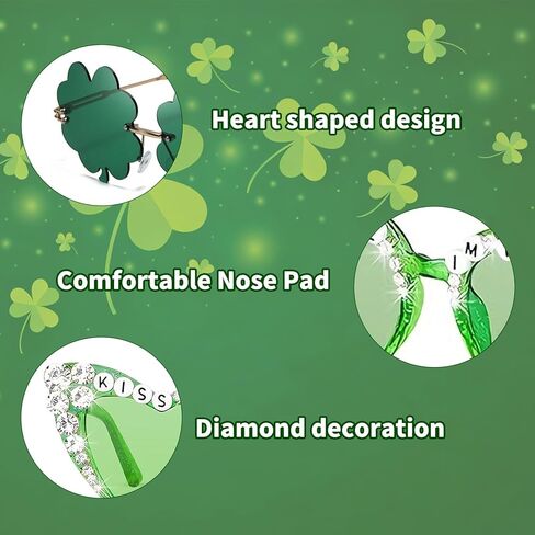 2 أزواج من نظارات يوم القديس باتريك، نظارات شمسية شامروك خضراء بأربع أوراق البرسيم Leprechaun زي أزياء النظارات الأيرلندية يوم القديس باتريك للنساء إكسسوارات القديس باتريك لتزيين الحفلات in Kuwait