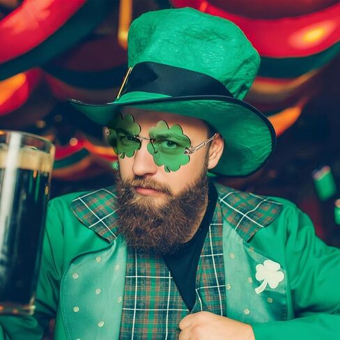 2 أزواج من نظارات يوم القديس باتريك، نظارات شمسية شامروك خضراء بأربع أوراق البرسيم Leprechaun زي أزياء النظارات الأيرلندية يوم القديس باتريك للنساء إكسسوارات القديس باتريك لتزيين الحفلات in Kuwait