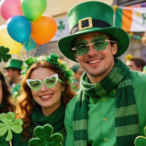 2 أزواج من نظارات يوم القديس باتريك، نظارات شمسية شامروك خضراء بأربع أوراق البرسيم Leprechaun زي أزياء النظارات الأيرلندية يوم القديس باتريك للنساء إكسسوارات القديس باتريك لتزيين الحفلات in Kuwait