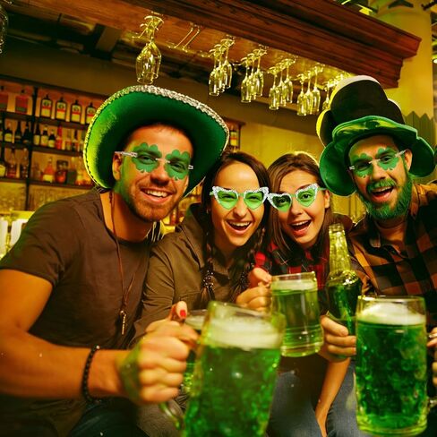 2 أزواج من نظارات يوم القديس باتريك، نظارات شمسية شامروك خضراء بأربع أوراق البرسيم Leprechaun زي أزياء النظارات الأيرلندية يوم القديس باتريك للنساء إكسسوارات القديس باتريك لتزيين الحفلات in Kuwait