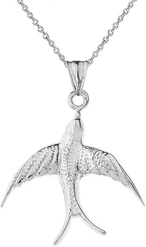 Animal Kingdom Fine Sterling Silver Swallow-Tailed Kite Bird Pendant Necklace in Kuwait