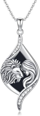 قلادة على شكل حيوان للنساء من الفضة الإسترلينية عيار 925 على شكل أسد/ذئب وقلادة على شكل حيوان هدية للنساء in Kuwait