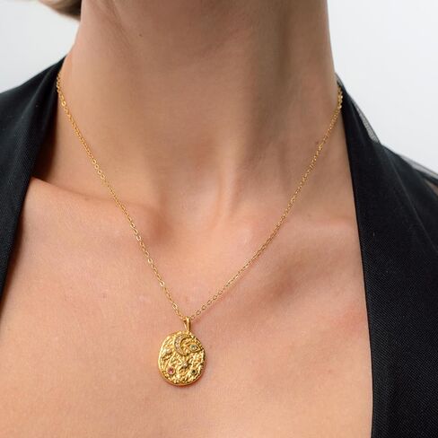 قلادات عملة مقاومة للماء للنساء | مجوهرات الزركونيا المكعبة واللؤلؤ الحقيقي | مطلي بالذهب عيار 18 قيراطًا بتقنية PVD | قلادة ذهبية للنساء | مجوهرات غير مشوهة | قلادة الحظ | قلادة قلادة in Kuwait