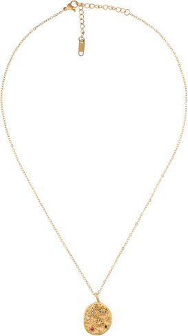 قلادات عملة مقاومة للماء للنساء | مجوهرات الزركونيا المكعبة واللؤلؤ الحقيقي | مطلي بالذهب عيار 18 قيراطًا بتقنية PVD | قلادة ذهبية للنساء | مجوهرات غير مشوهة | قلادة الحظ | قلادة قلادة in Kuwait