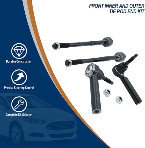 طقم نهاية قضيب الربط الأمامي الداخلي والخارجي 4 قطع متوافق مع شيفروليه سيلفرادو 1500 LD Tahoe Suburban، GMC Sierra 1500 Sierra 1500 Limited Yukon Yukon XL، لكاديلاك إسكاليد ESV ES800948 EV800938 in Kuwait