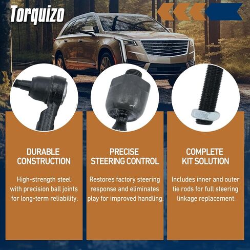 طقم نهاية قضيب الربط الأمامي الداخلي والخارجي 4 قطع متوافق مع شيفروليه سيلفرادو 1500 LD Tahoe Suburban، GMC Sierra 1500 Sierra 1500 Limited Yukon Yukon XL، لكاديلاك إسكاليد ESV ES800948 EV800938 in Kuwait