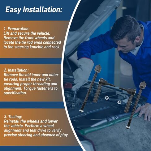 طقم نهاية قضيب الربط الأمامي الداخلي والخارجي 4 قطع متوافق مع شيفروليه سيلفرادو 1500 LD Tahoe Suburban، GMC Sierra 1500 Sierra 1500 Limited Yukon Yukon XL، لكاديلاك إسكاليد ESV ES800948 EV800938 in Kuwait