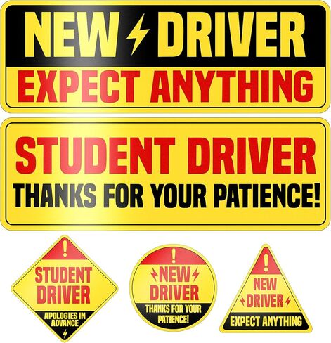 5 Pcs Student Driver Magnet for Car, 2 Large & 3 Small New Driver Magnets, High-Visibility Please Be Patient Student Driver Magnet Sign for All Vehicles in Kuwait