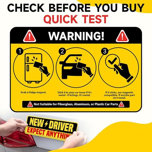 5 Pcs Student Driver Magnet for Car, 2 Large & 3 Small New Driver Magnets, High-Visibility Please Be Patient Student Driver Magnet Sign for All Vehicles in Kuwait