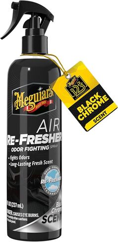 Meguiar's Air Re-Fresher Odor Fighting Spray - Black Chrome Scent - Convenient Car Air Freshener that Instantly Fights Odors and Leaves Behind a Long-Lasting, refreshing Black Chrome Scent, 8 Oz Spray in Kuwait