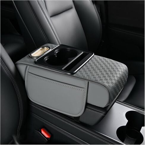 Car Center Console Cover for Jeep Grand Cherokee (WL) 2021 2022 2023 2024 2025, Multifunctional Comfortable Support Car Armrest Cushion, Leather Arm Rest Armrest Cover for Car,A Black in Kuwait