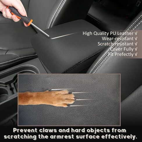 رامويل متوافق مع وسادة غطاء مسند الذراع لوحدة التحكم المركزية من جلد البولي يوريثان، أغطية مسند الذراع، غطاء حماية لوحدة التحكم الوسطى، وسادة حماية لنيسان فرونتير 2005-2021 نيسان إكستيرا باللون الأسود in Kuwait