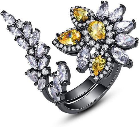 Cocktail Flower Opening Ring for Women Zirconia Adjustable Ring Birthday Holidays Gift for Wife Mother Girlfriend in Saudi Arabia