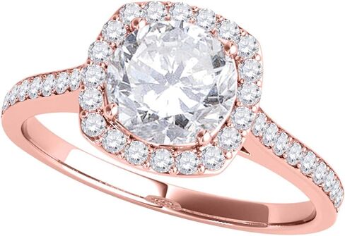 MauliJewels 1/2 CT Lab Grown Diamond Halo Engagement Ring in 14K Rose White & Yellow Gold | Round Cut 4-Prong Setting | Bridal Ring in Saudi Arabia