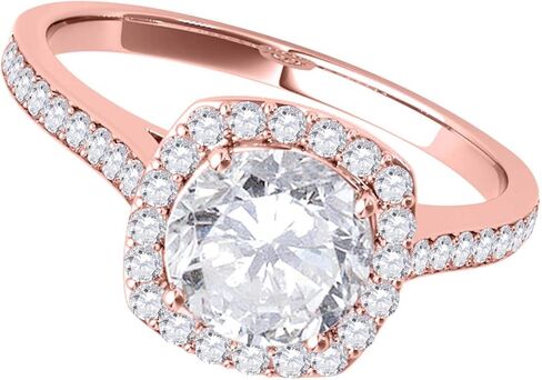 MauliJewels 1/2 CT Lab Grown Diamond Halo Engagement Ring in 14K Rose White & Yellow Gold | Round Cut 4-Prong Setting | Bridal Ring in Saudi Arabia
