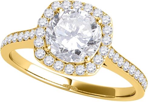 MauliJewels 1/2 CT Lab Grown Diamond Halo Engagement Ring in 14K Rose White & Yellow Gold | Round Cut 4-Prong Setting | Bridal Ring in Saudi Arabia