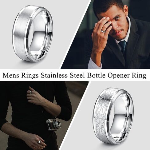 4 Pcs Stainless Steel Men Rings Silver Matte Finish Polished Band Rings Wedding Band Engagement Promise Rings in Saudi Arabia