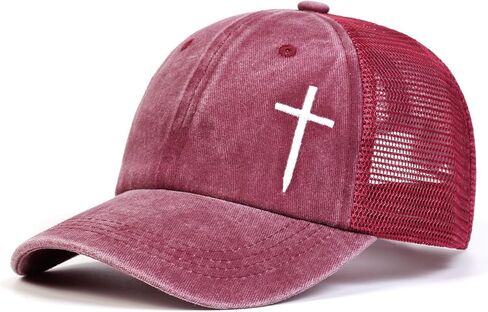 Jesus Cross Baseball Cap Fashion Adjustable Christian Hat Trucker Hat for Women Men in Saudi Arabia