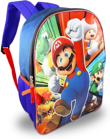 Super Mario Backpack and Lunch Box Set - Bundle of a 16" Backpack, Lunch Bag, Stickers, Water Bottle, More | Super Mario School Supplies for Kids in Saudi Arabia