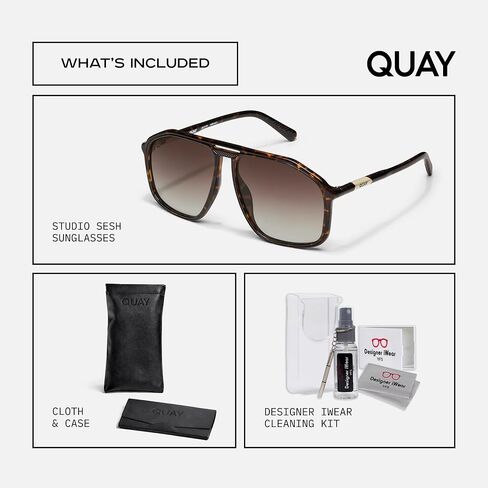 QUAY STUDIO SESH Navigator Sunglasses for Men for Women + BUNDLE with ACCESSORY EYEWEAR KIT in Kuwait