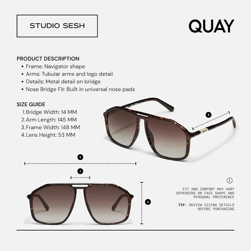 QUAY STUDIO SESH Navigator Sunglasses for Men for Women + BUNDLE with ACCESSORY EYEWEAR KIT in Saudi Arabia