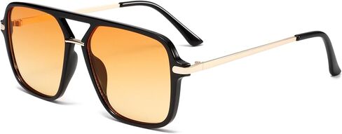 Long Keeper Retro Square Sunglasses for Women Men Aviation Trendy Sunglasses Vintage Double Bridge Tinted 90s Sun Glasses in Saudi Arabia
