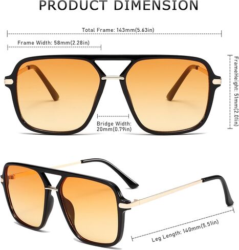 Long Keeper Retro Square Sunglasses for Women Men Aviation Trendy Sunglasses Vintage Double Bridge Tinted 90s Sun Glasses in Saudi Arabia