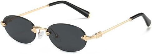 نظارات شمسية بيضاوية صغيرة من Bouryo للنساء - نظارات شمسية عصرية بدون إطار معدني - ظلال ضيقة أنيقة Y2K Designer Sunies in Kuwait