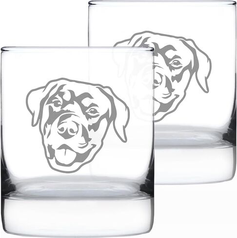 Happy Rottweiler - Whiskey Rocks Glass - Unique Rottweiler Themed Dog Gifts and Party Decor for Women and Men - 10.25 Oz in Kuwait