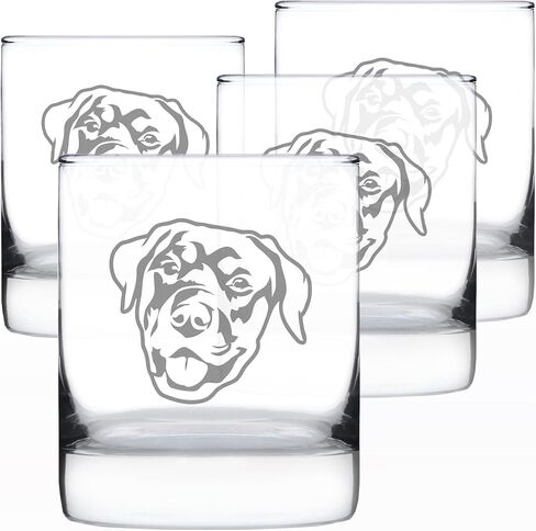 Happy Rottweiler - Whiskey Rocks Glass - Unique Rottweiler Themed Dog Gifts and Party Decor for Women and Men - 10.25 Oz in Kuwait