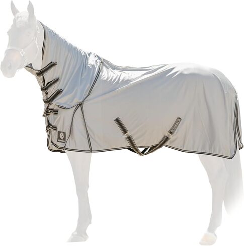 Equinavia Aktiv Athletic Detachable Neck Fly Sheet | Ultralight Poly Fabric | Extended Protection - Silver Gray - 81 in in Kuwait