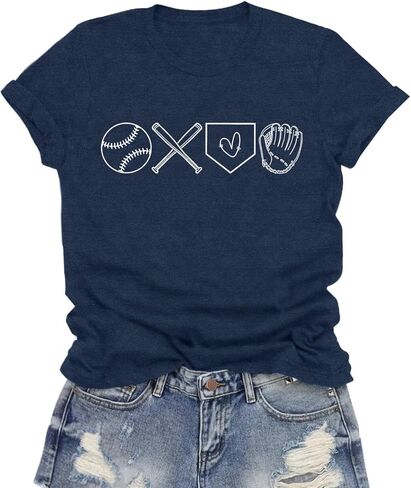 Womens Baseball Mom Shirts Baseball T-Shirt Funny Game Day Tee Tops in Saudi Arabia