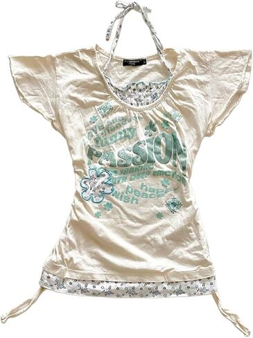 Y2K Tops Women Graphic Tees Y2K Kawaii Harajuku Short Sleeve Alt Clothes Grunge Clothes 2000s Shirts in Saudi Arabia