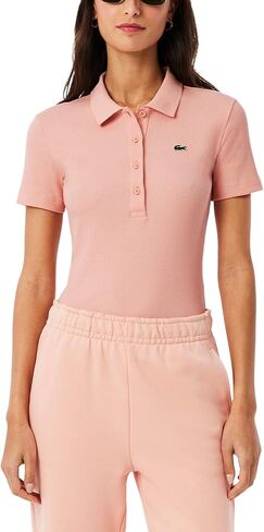 Lacoste Women's Slim Fit L.12.d Ribbed Cotton Polo Shirt in Saudi Arabia