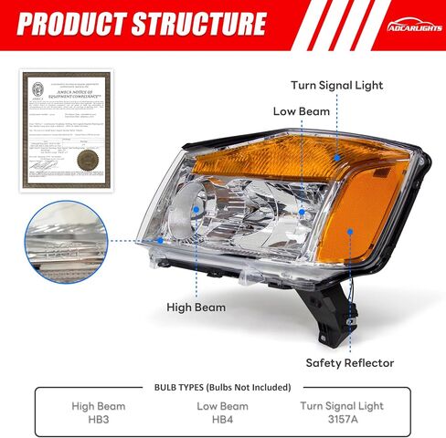 Headlight Assembly Pair for 2004-2015 Nissan Titan & 2004-2007 Armada Clear Lens Chrome Housing Amber Reflector Left Right W/O Bulbs in Saudi Arabia