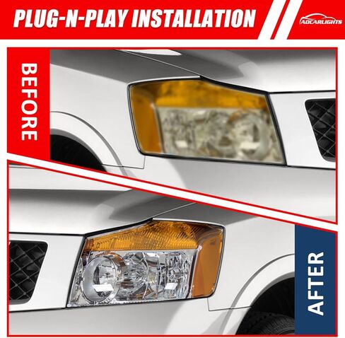 Headlight Assembly Pair for 2004-2015 Nissan Titan & 2004-2007 Armada Clear Lens Chrome Housing Amber Reflector Left Right W/O Bulbs in Saudi Arabia
