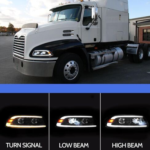 Headlight Assembly LED DRL Fit for MACK GU4 GU5 GU7 CT713 GU8 CX CXN CXU CTP Semi Trucks, Pair Headlamp Headlights Black House Left Driver & Right Passenger Side (A pair of headlight) in Kuwait