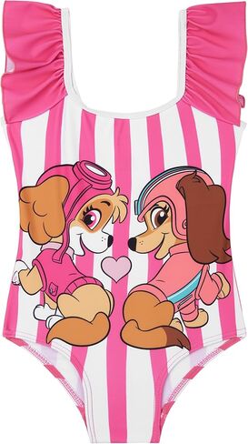 Paw Patrol | Bluey Girls Swimsuit, One Piece Toddler Bathing Suit with Ruffle Shoulder UPF 50+ Pool, Beach Swimwear in Kuwait