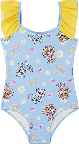 Paw Patrol | Bluey Girls Swimsuit, One Piece Toddler Bathing Suit with Ruffle Shoulder UPF 50+ Pool, Beach Swimwear in Saudi Arabia
