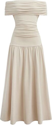OYOANGLE Girl's Off The Shoulder Short Sleeve Ruffle A Line Long Dress Elegant Ruched Graduation Dress in Saudi Arabia
