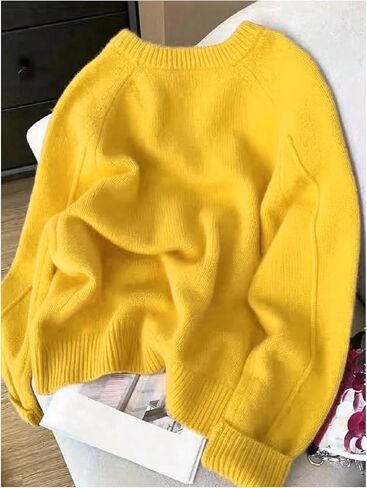 Women's Knit Sweater Crew Neck Long Sleeve Pullover Sweaters Fall Jumper in Saudi Arabia