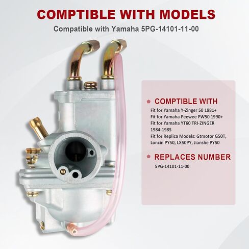 PW50 Carburetor for Yamaha PW 50 Peewee PW50 Y-Zinger Carb 1981+ Carb with Air Filter in Kuwait