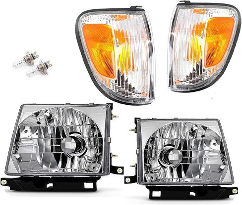 4Pcs Headlight Corner Light Assembly For 1997 1998 1999 2000 Toyota Tacoma Halogen Head Light Headlamp with Bulbs,Driver & Passenger Side Replace,Chrome Housing Amber Corner in Saudi Arabia