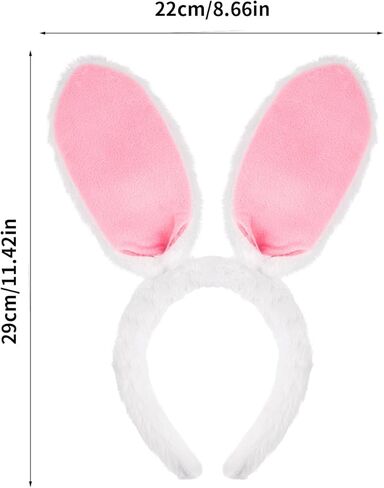 2PCS Easter Bunny Headbands,Adjustable Easter Bunny Ears,Plush Rabbit Animal Hairband,Grey & White Rabbit Ears Costume Accessories, Headpieces Gift for Adults Birthday Easter Cosplay in Kuwait