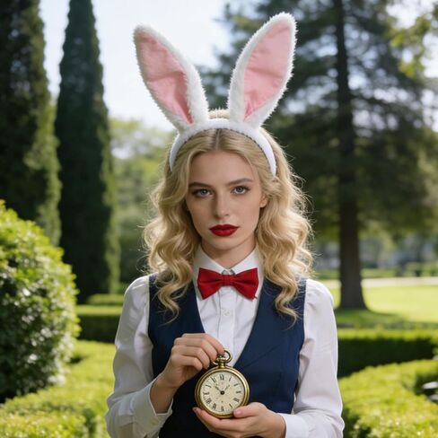 2PCS Easter Bunny Headbands,Adjustable Easter Bunny Ears,Plush Rabbit Animal Hairband,Grey & White Rabbit Ears Costume Accessories, Headpieces Gift for Adults Birthday Easter Cosplay in Kuwait