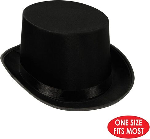 Beistle Theatrical Costume Accessories Bundle – Black Satin Top Hat, White Polyester Gloves, and Wooden Cane Prop, Classic Stage and Party Set for Magician, Formal, Vintage, or Performance Costumes in Saudi Arabia